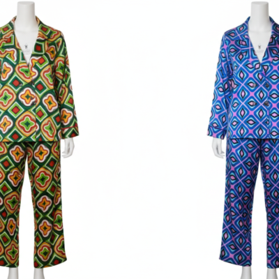 conjunto chaqueta de seda y pantalon