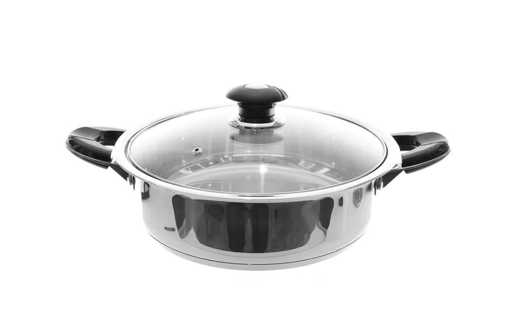 Olla de acero inoxidable con tapa de vidrio
