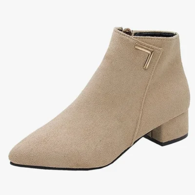 Botas beige mujer tacón bajo