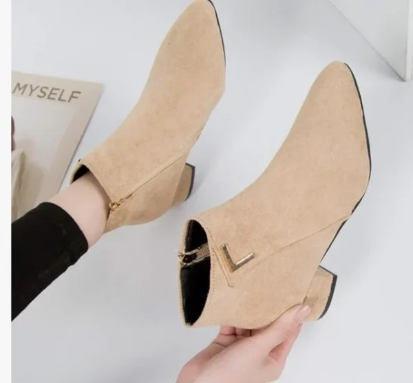 Botas beige mujer tacón bajo - Imagen 5