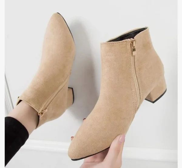 Botas beige mujer tacón bajo - Imagen 3