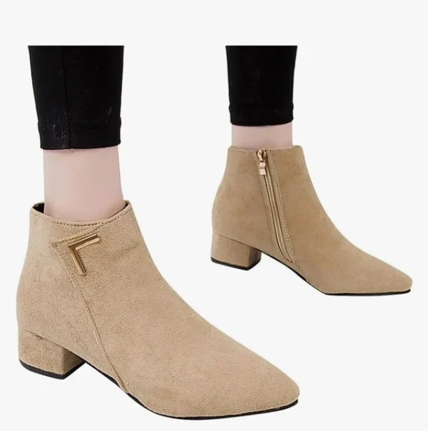 Botas beige mujer tacón bajo - Imagen 2