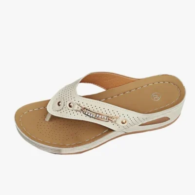 Sandalias planas mujer beige