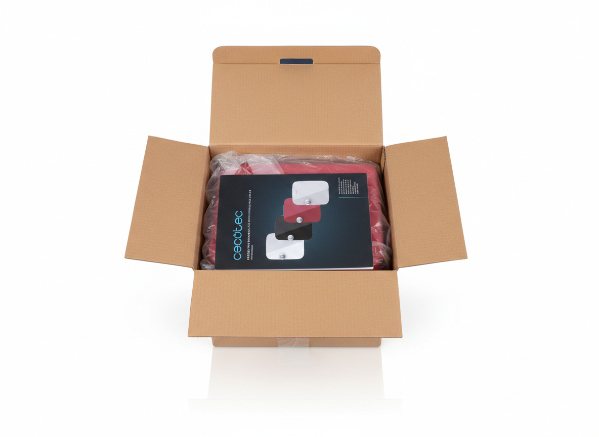 Caja original de la mini nevera portátil Cecotec Bolero Minicooling 4L Río Red