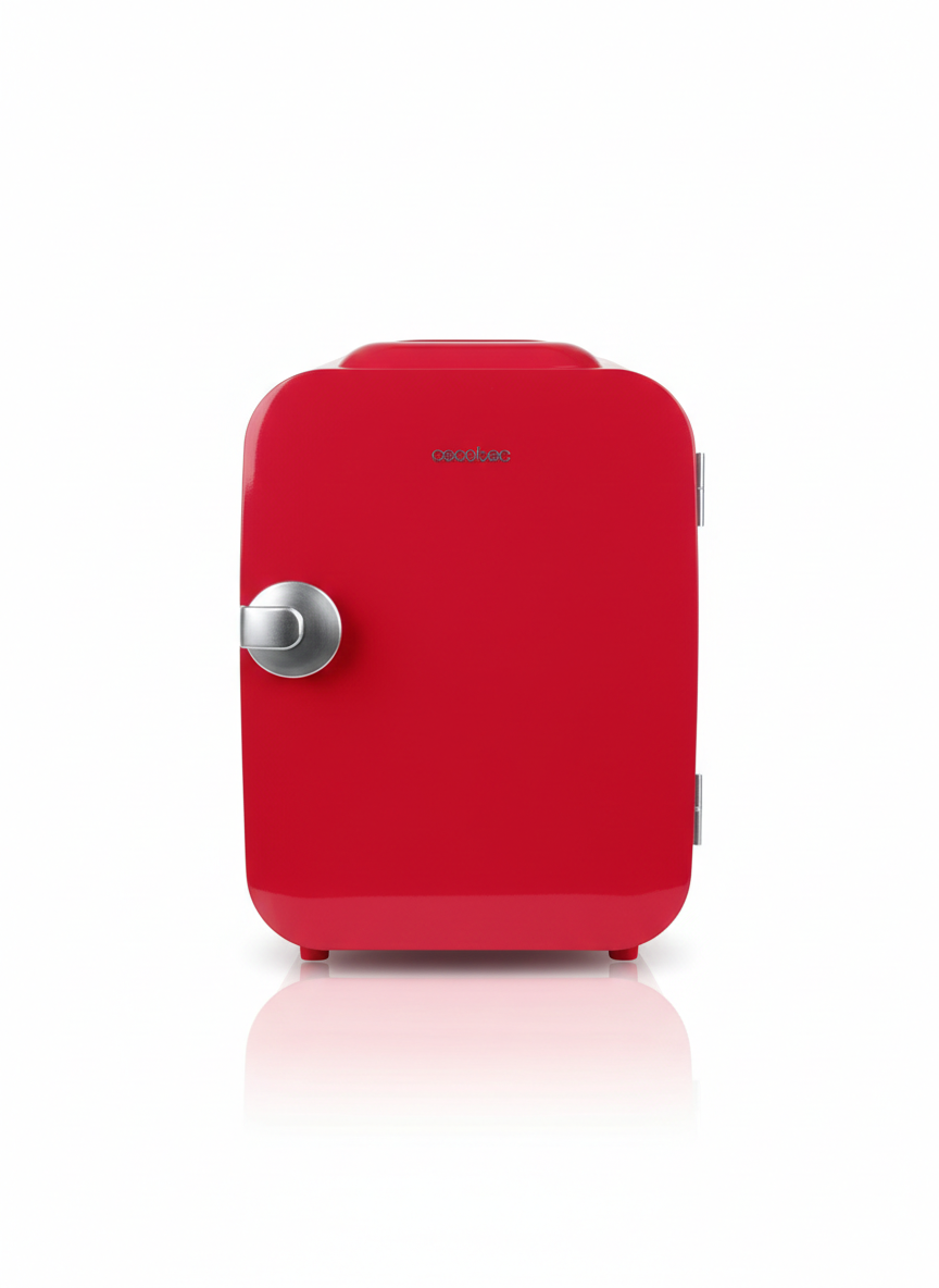 Mini nevera Cecotec Bolero Minicooling de 4 litros en color rojo con diseño retro