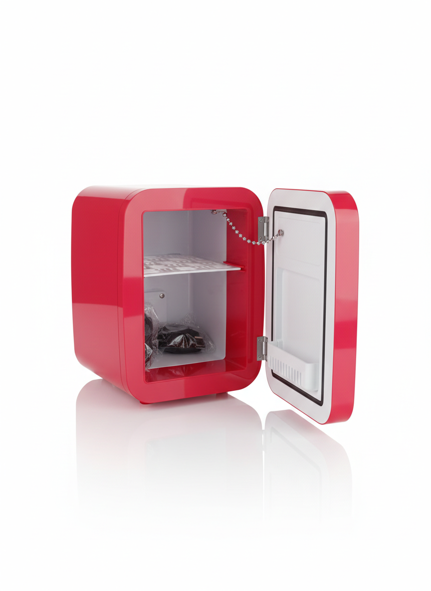 Interior de la mini nevera Cecotec con estante extraíble y capacidad para 6 latas