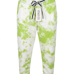 Pantalón jogger tie dye verde lima y blanco mujer