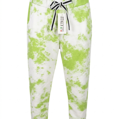 Pantalón jogger tie dye verde lima y blanco mujer