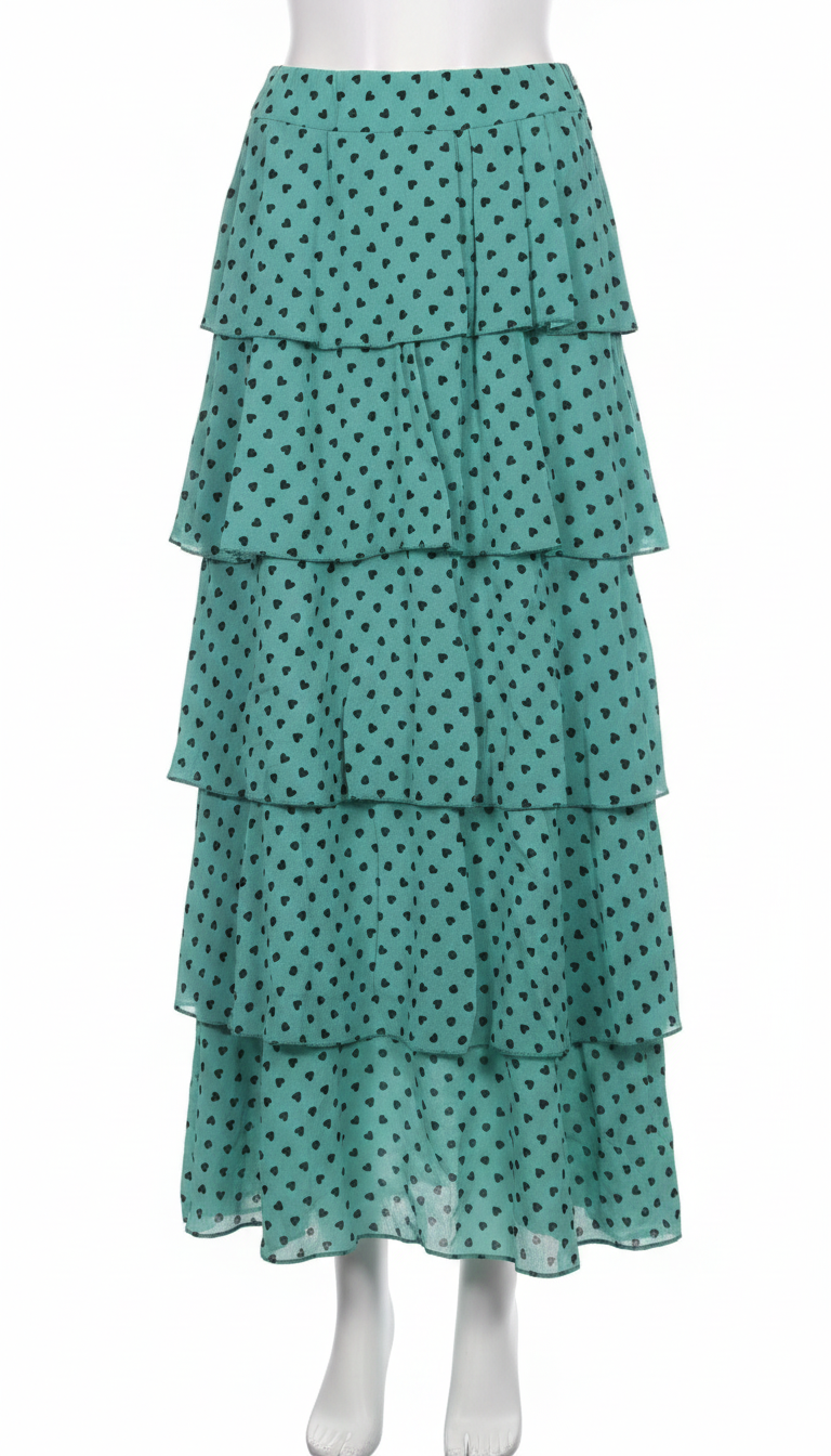 Falda con bolantes verdes