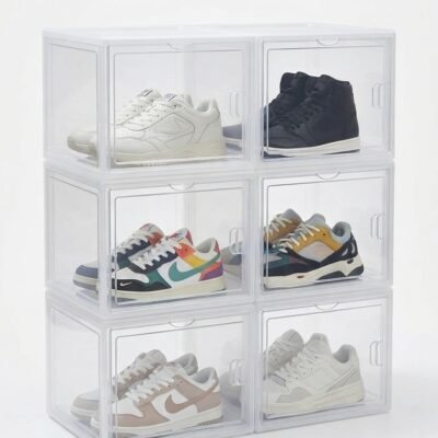 Pack de 6 cajas transparentes organizadoras de zapatillas apilables